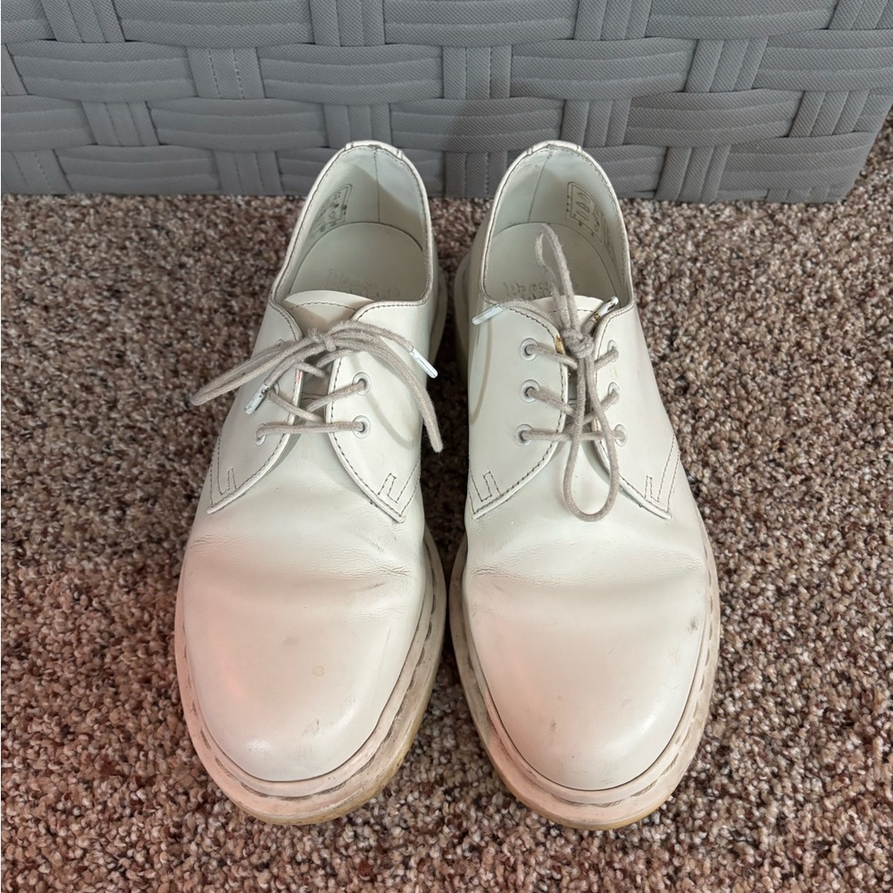 All White Dr. Martens 1461 Mono Leather Oxfords